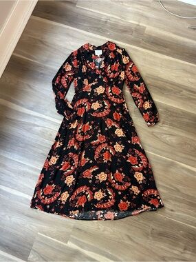 Hayden Los Angeles vintage 70s style Floral Paisley Long Sleeve Maxi Dress